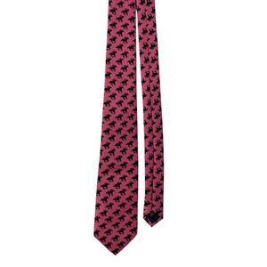 Beauxtied Pink Horsemen Patterned 100% Silk Tie